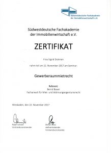 Zertifikat Gewerberaummietrecht 2017