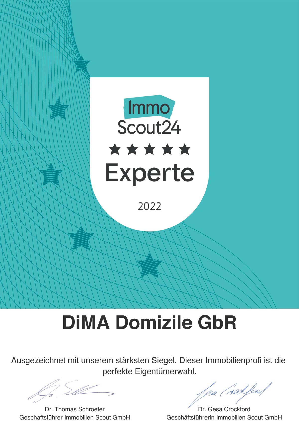 Immoscout24 Experte Urkunde 2022